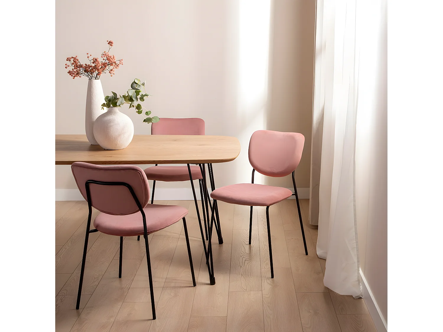 Packs 4 sillas Rosa 49 x 80 cm