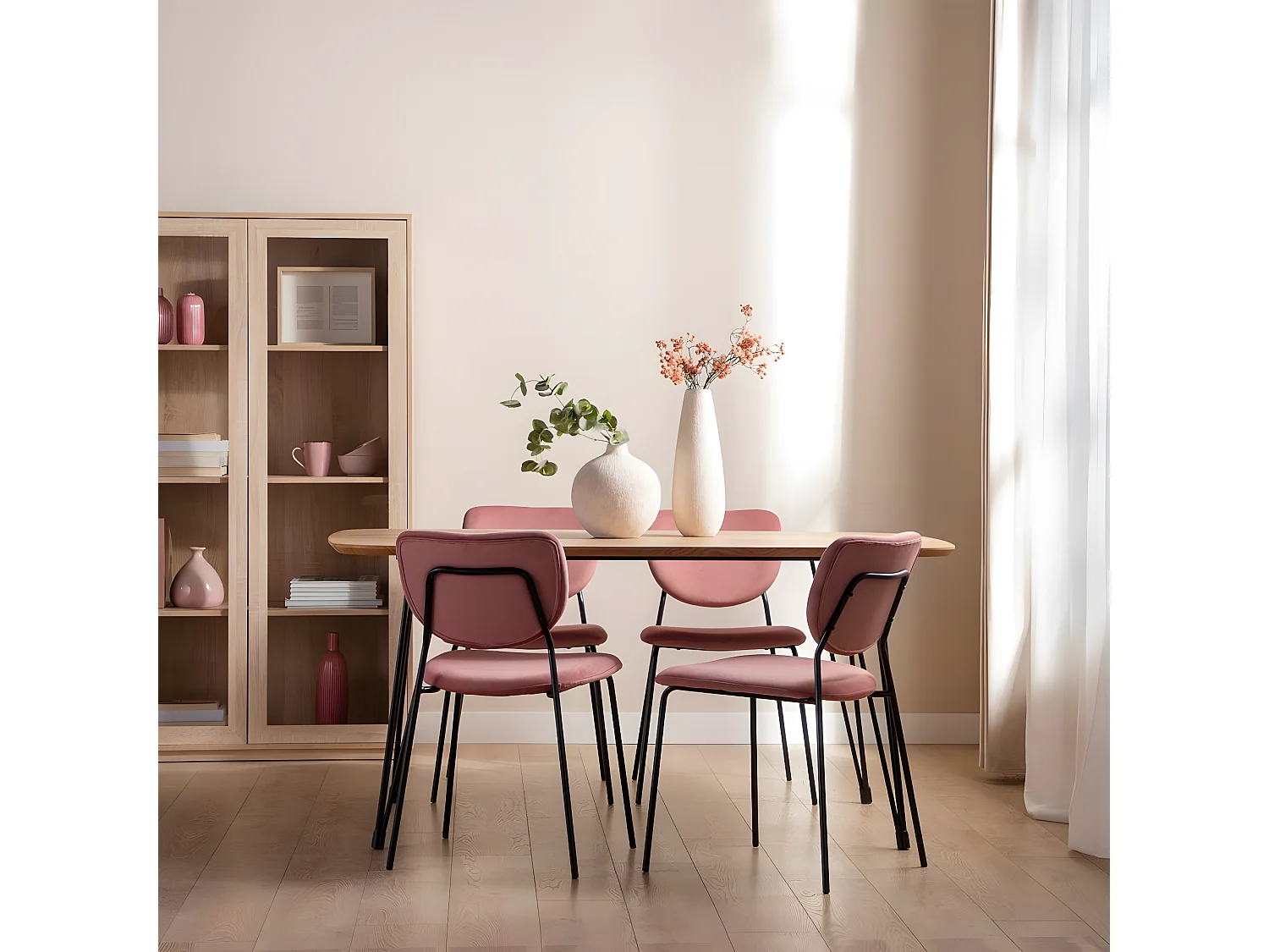 Chaise de bureau en velours rose 49x80 cm-Taylor