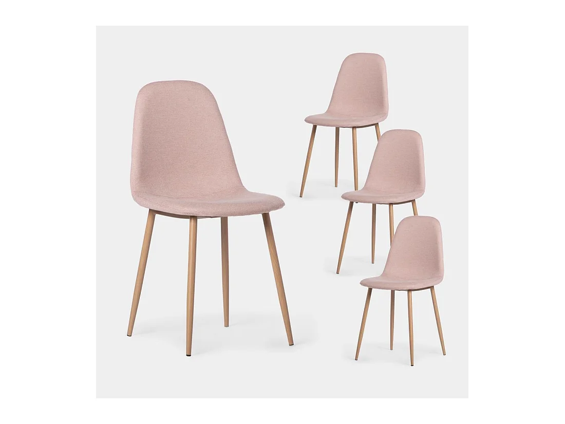 Chaise de salle à manger en tissu rose 45x86 cm-Ellis