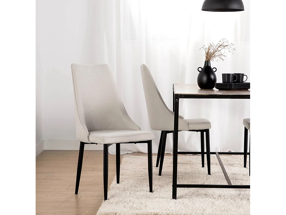 Chaise de salle à manger en tissu beige 45x95 cm-Agnes