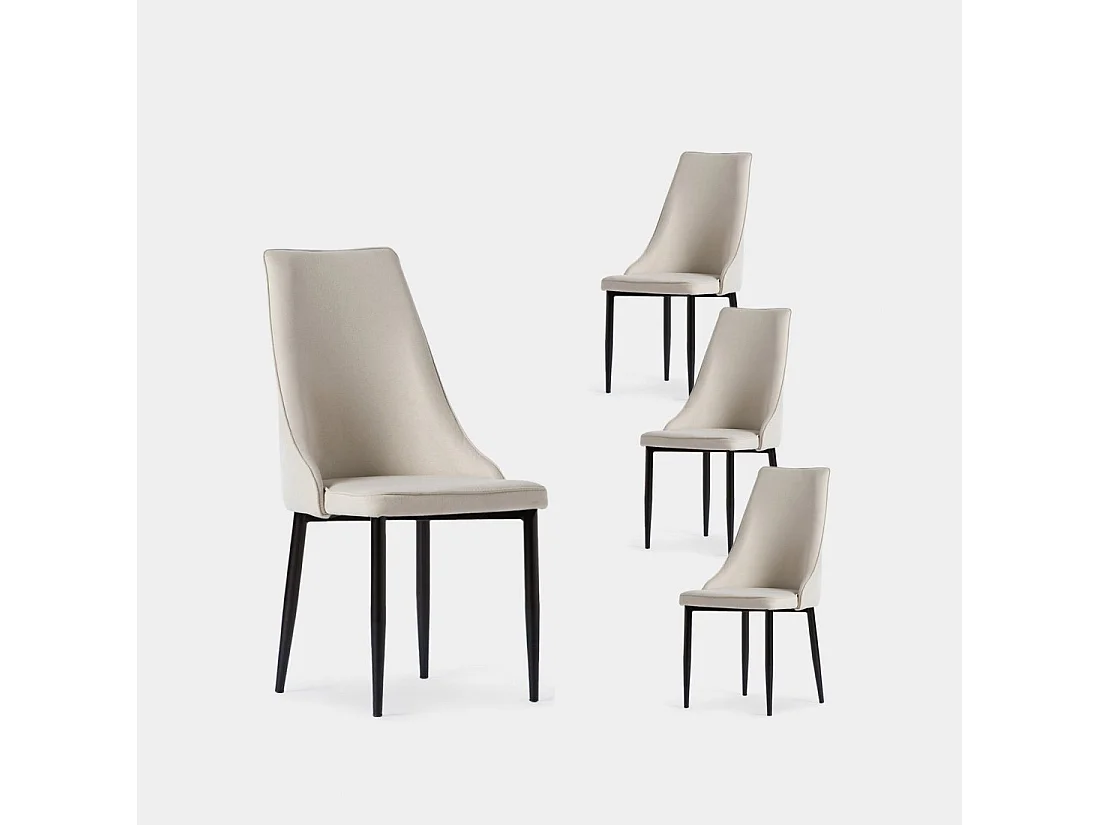 Chaise de salle à manger en tissu beige 45x95 cm-Agnes