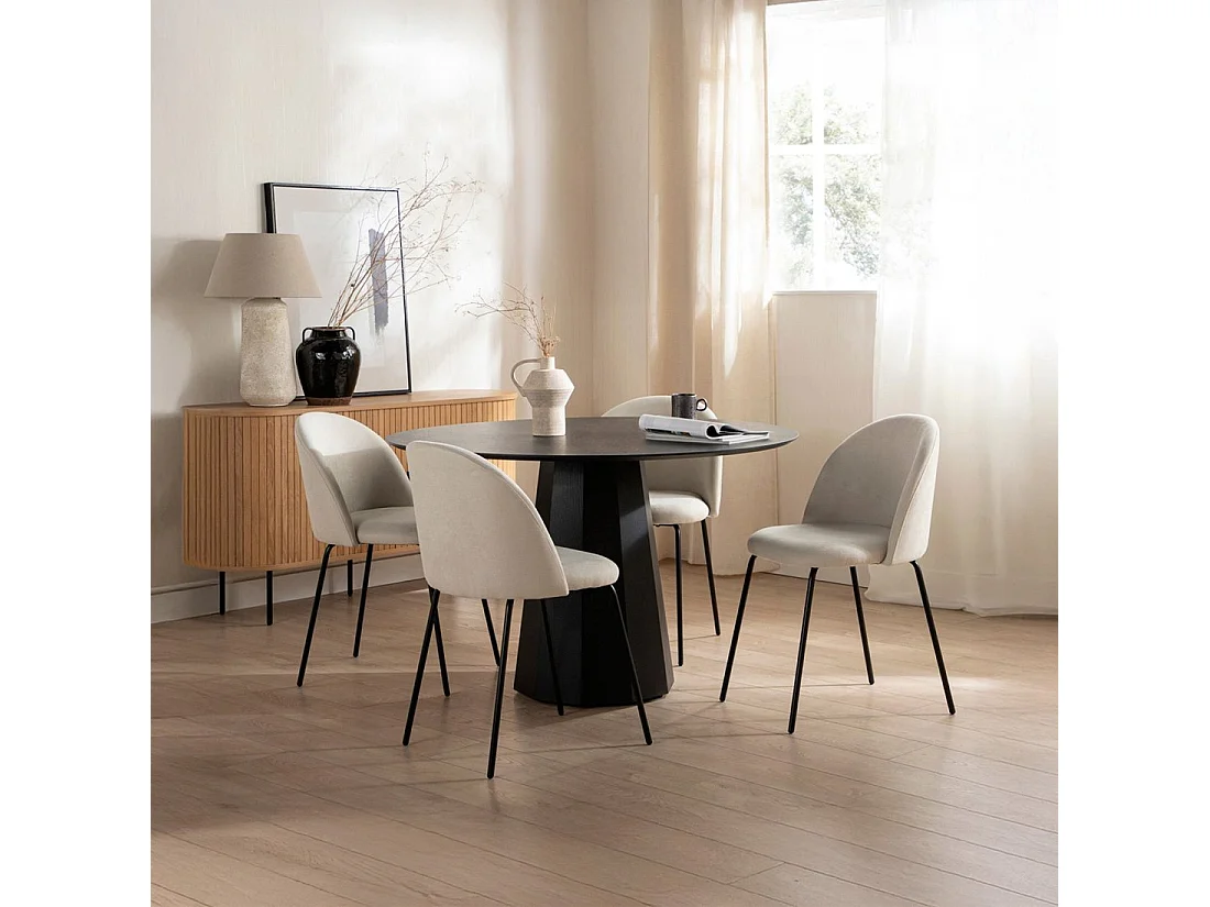 Chaise de salle à manger en tissu beige 48x81 cm-Olivia