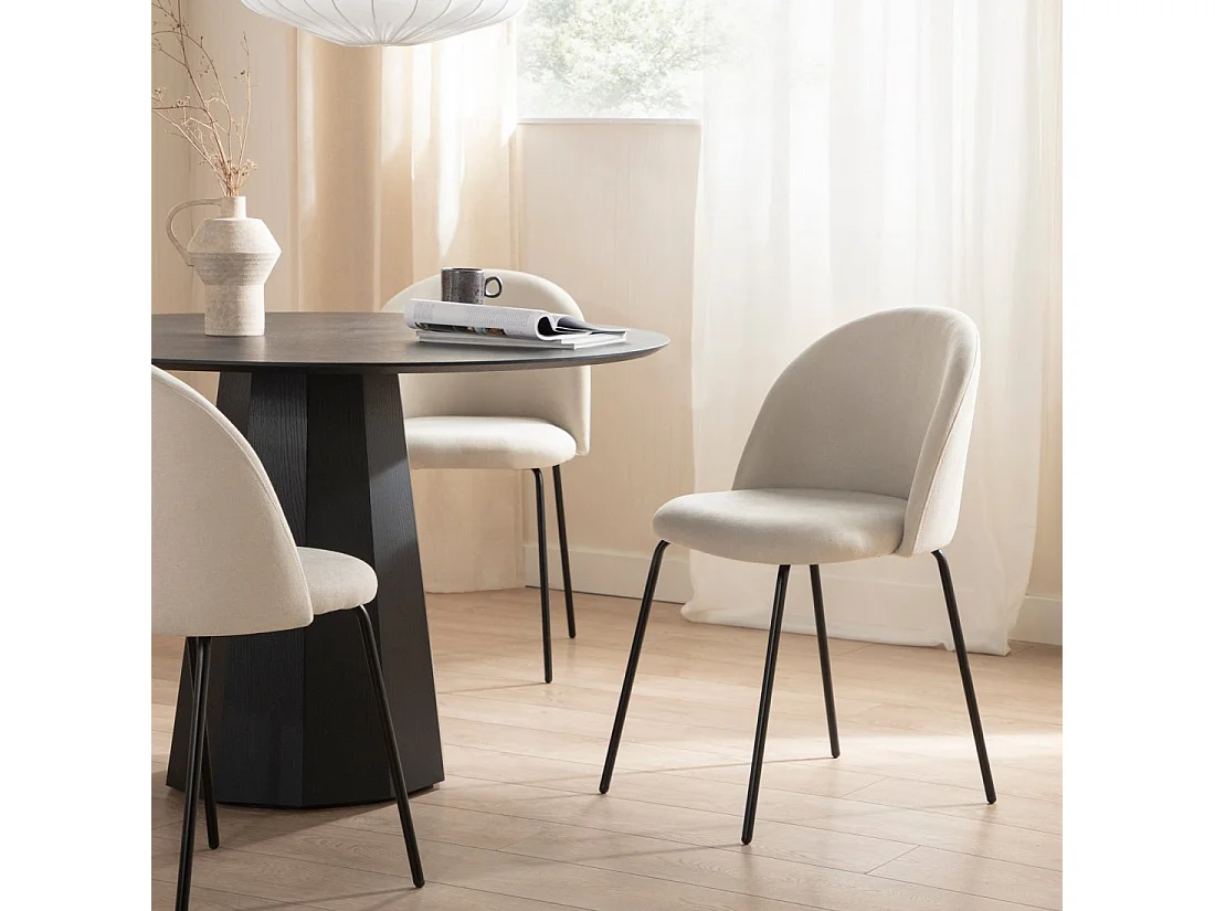 Chaise de salle à manger en tissu beige 48x81 cm-Olivia