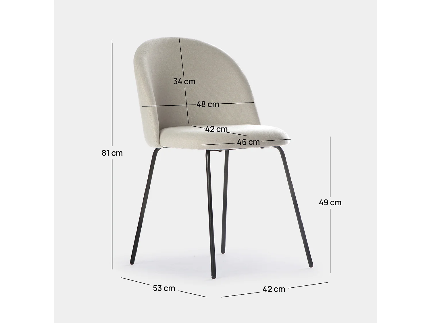 Packs 4 sillas Beige 48 x 81 cm