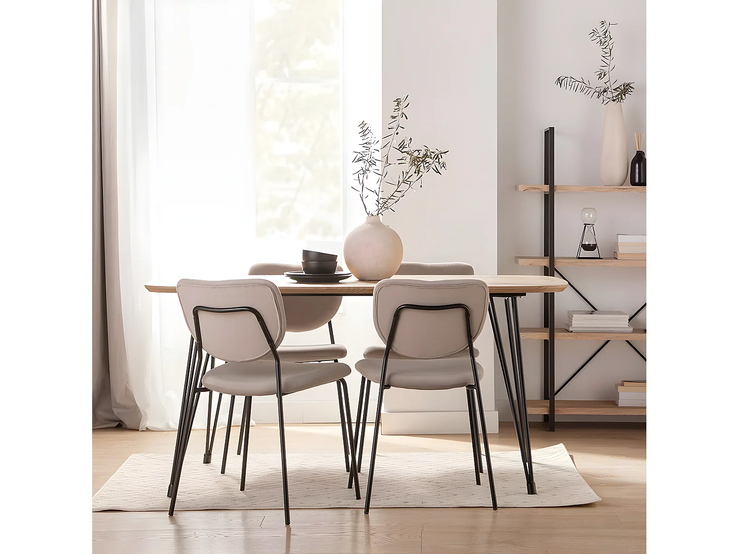 Chaise de bureau en velours gris taupe 49x80 cm-Taylor