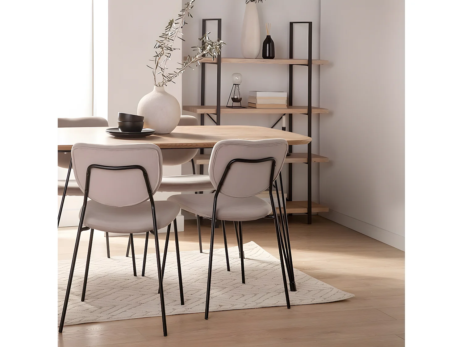 Chaise de bureau en velours gris taupe 49x80 cm-Taylor