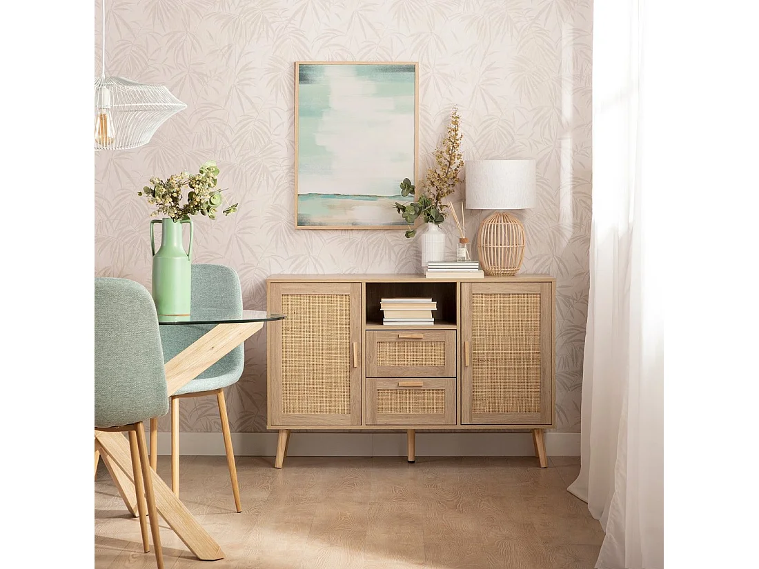 Buffet bas en rotin naturel 120x79 cm-Tahiti