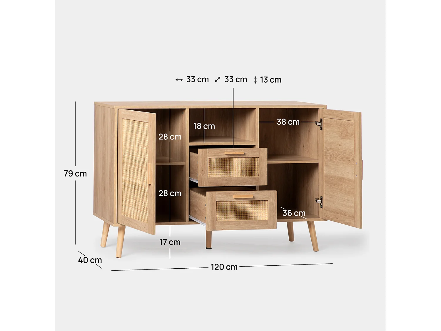 Buffet en rotin naturel 120x79 cm-Tahiti