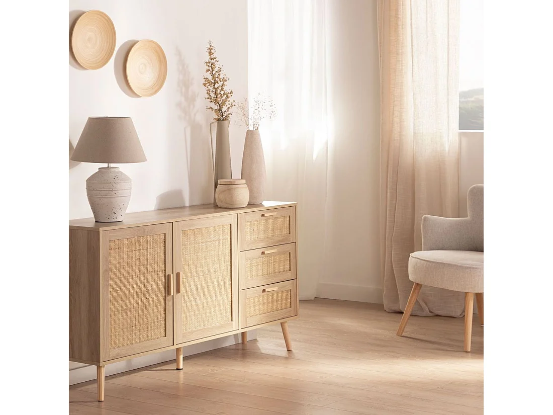 Buffet bas en rotin naturel 148x79 cm-Tahiti