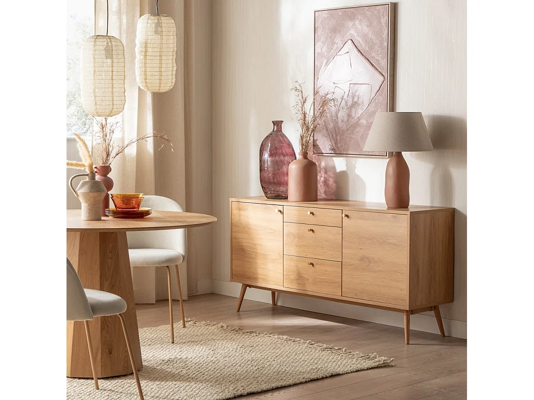 Buffet bas en bois naturel 150x76 cm-Arian