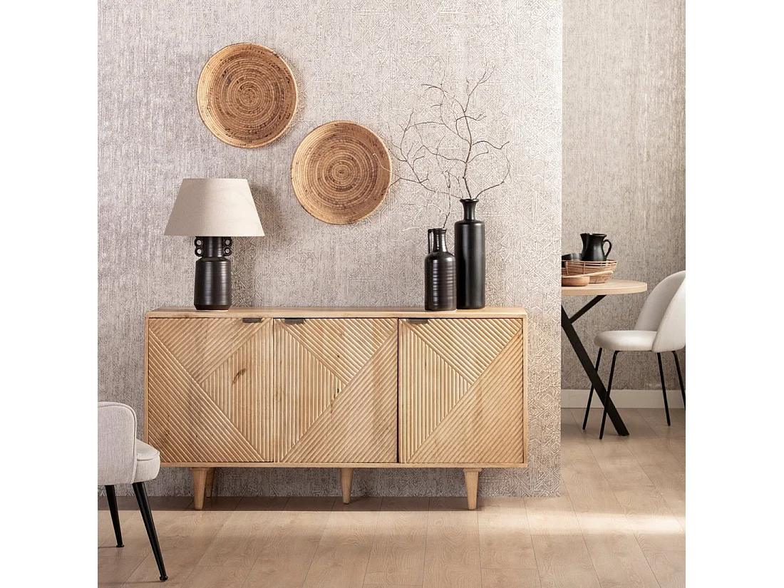 Buffet bas en bois naturel 150x75 cm-Arai