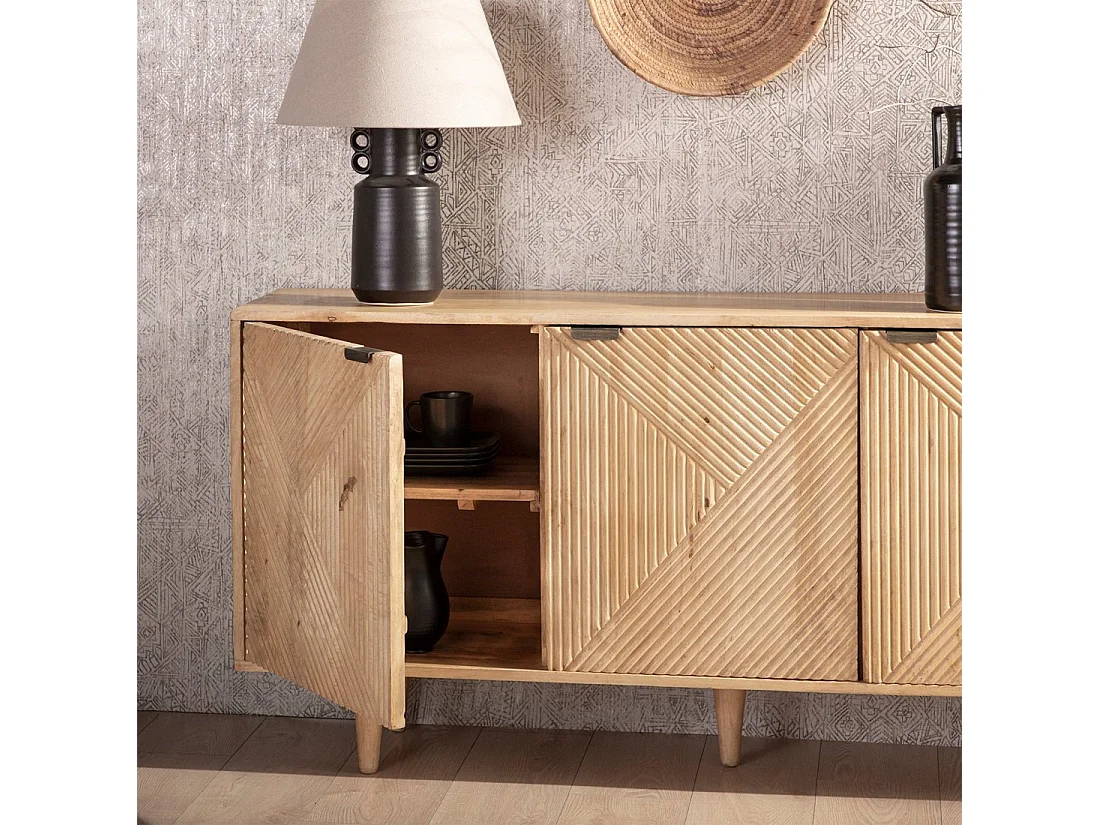 Buffet bas en bois naturel 150x75 cm-Arai