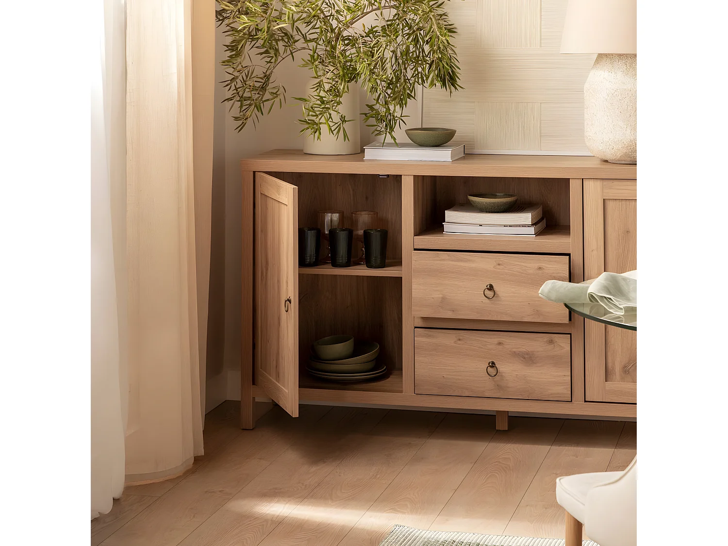 Aparador alto de Madera Natural 85 x 160- Livorno