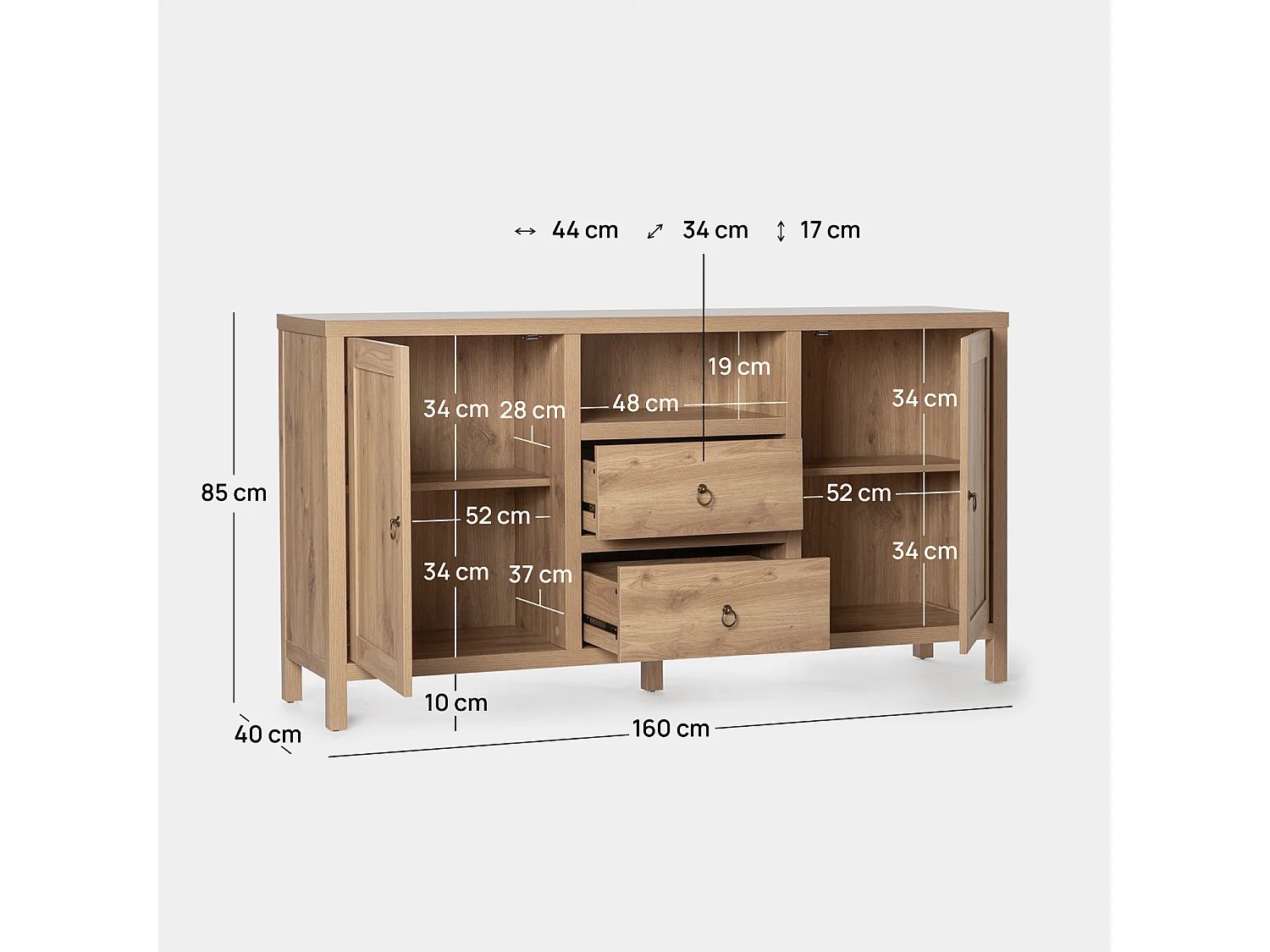 Aparador alto de Madera Natural 85 x 160- Livorno