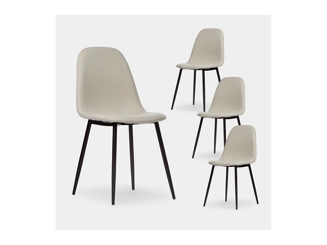 Chaise de salle à manger en tissu beige 45x86 cm-Ellis