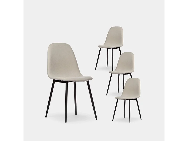 Chaise de salle à manger en tissu beige 45x86 cm-Ellis