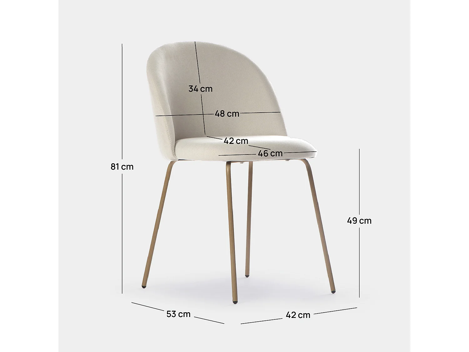 Packs 4 sillas Beige 48 x 81 cm