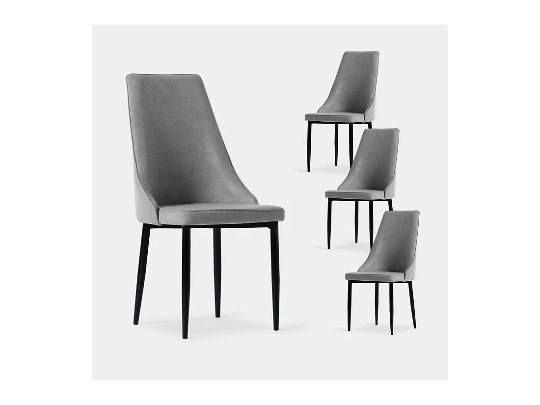Chaise de salle à manger en tissu gris 45x95 cm-Agnes