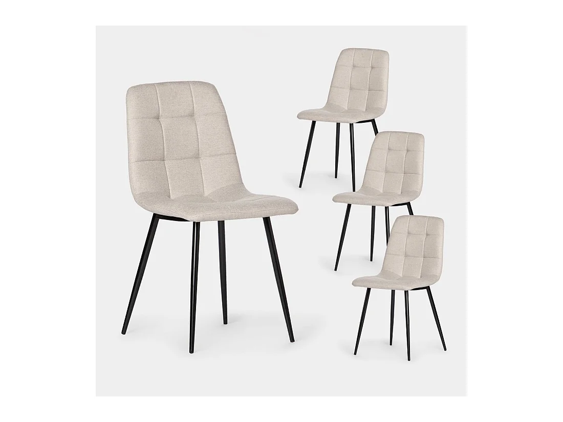 Chaise de salle à manger en tissu beige 45x86 cm-Ailan