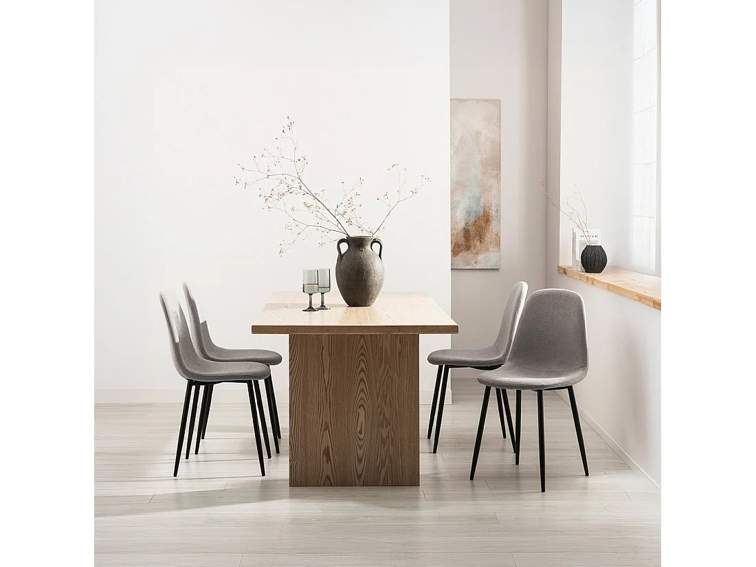 Chaise de salle à manger en tissu gris 45x86 cm-Ellis