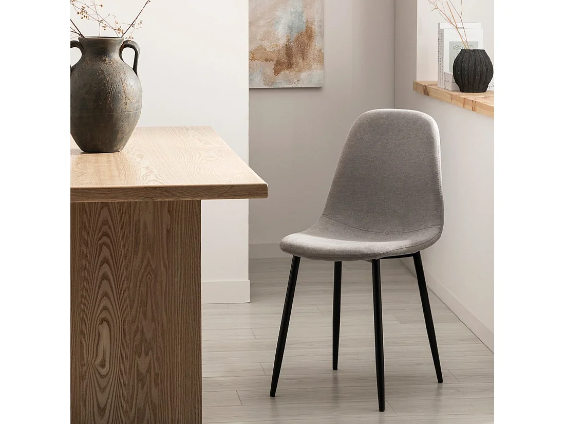 Chaise de salle à manger en tissu gris 45x86 cm-Ellis