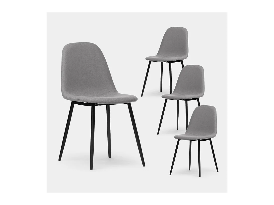 Chaise de salle à manger en tissu gris 45x86 cm-Ellis