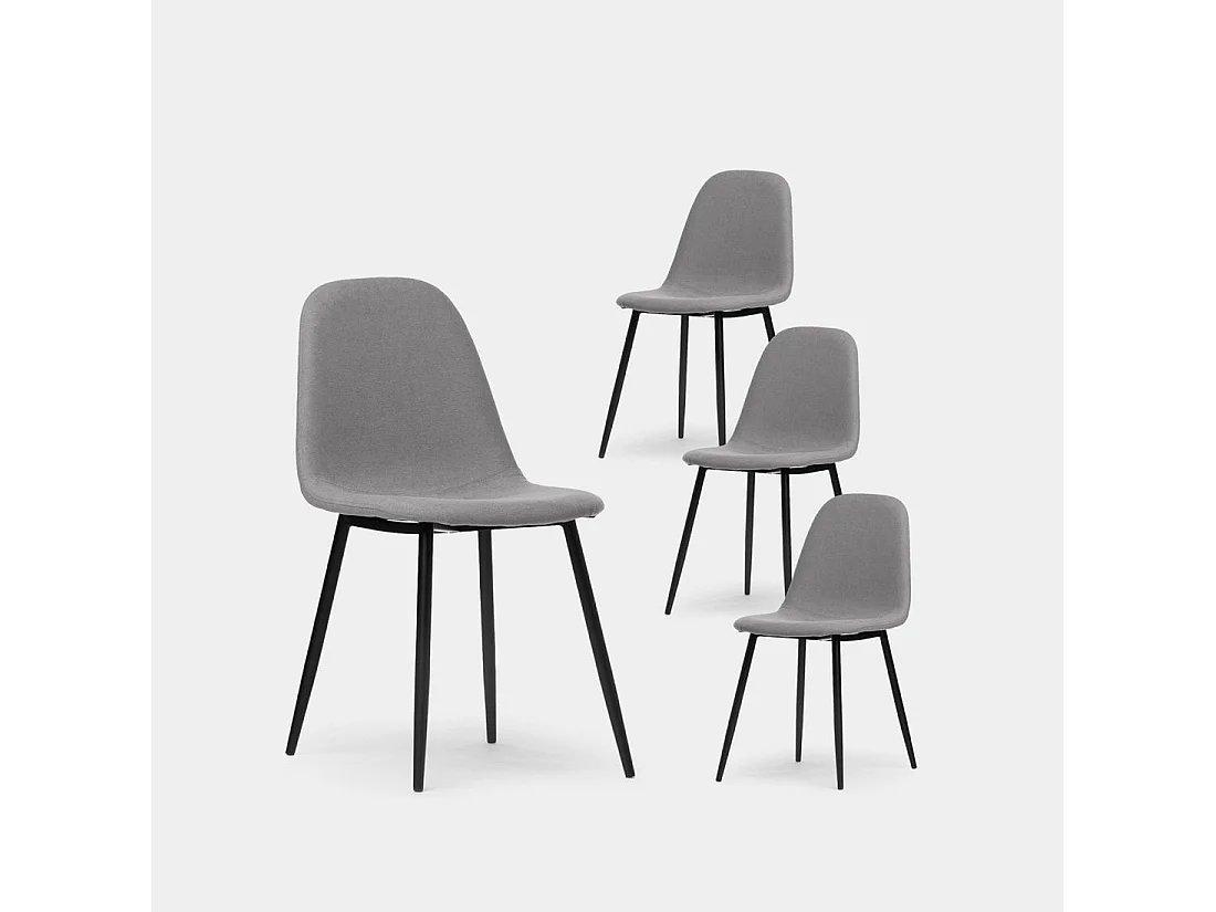 Chaise de salle à manger en tissu gris 45x86 cm-Ellis