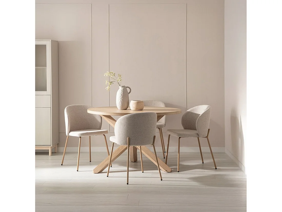 Chaise de salle à manger en tissu beige 49x80 cm-Norah