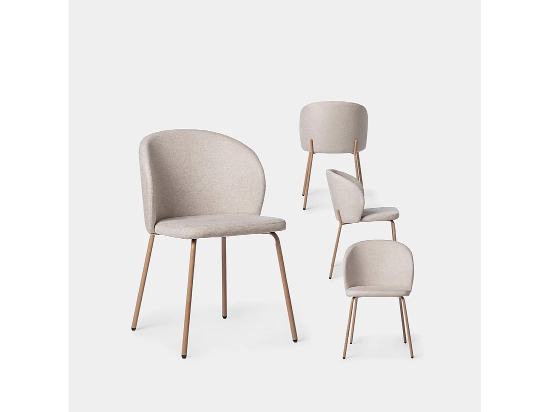 Chaise de salle à manger en tissu beige 49x80 cm-Norah