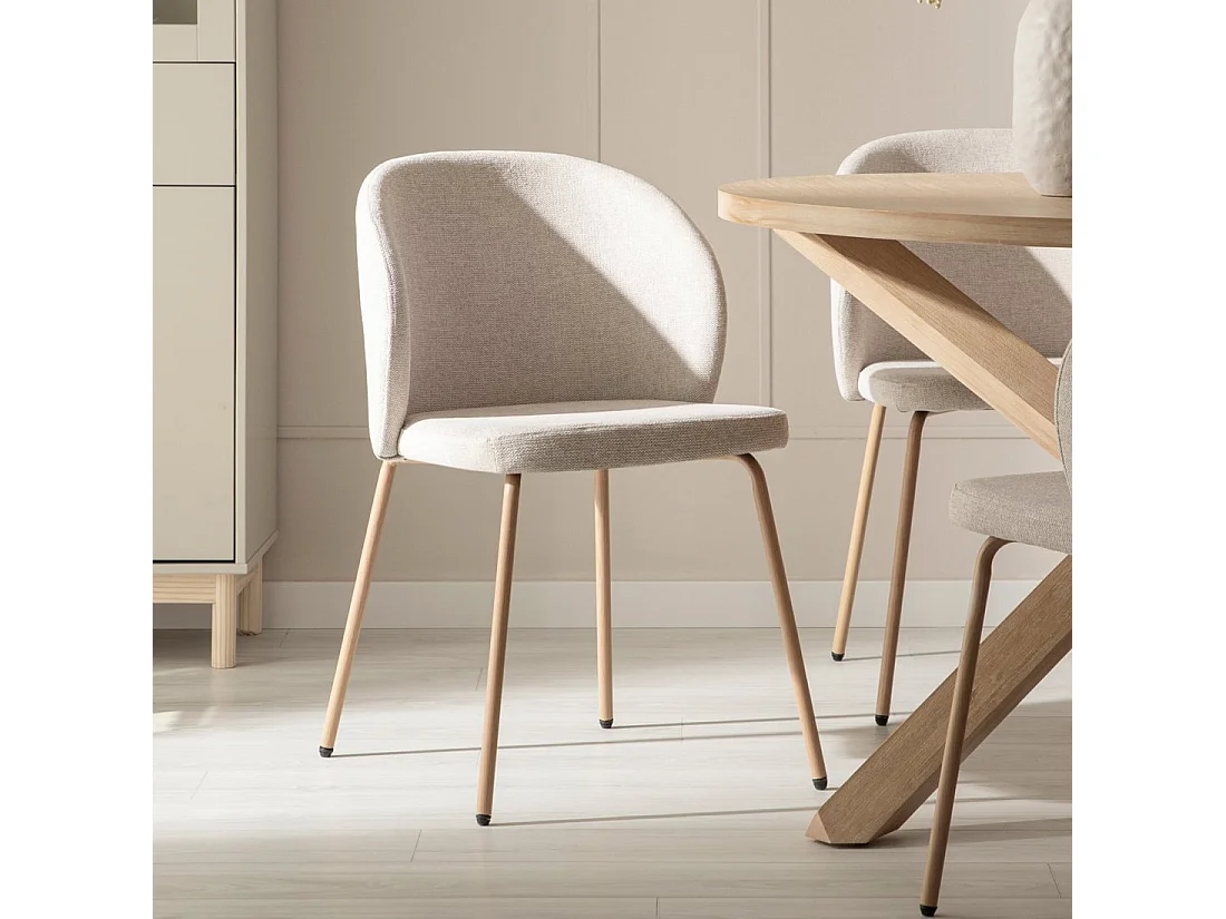 Chaise de salle à manger en tissu beige 49x80 cm-Norah