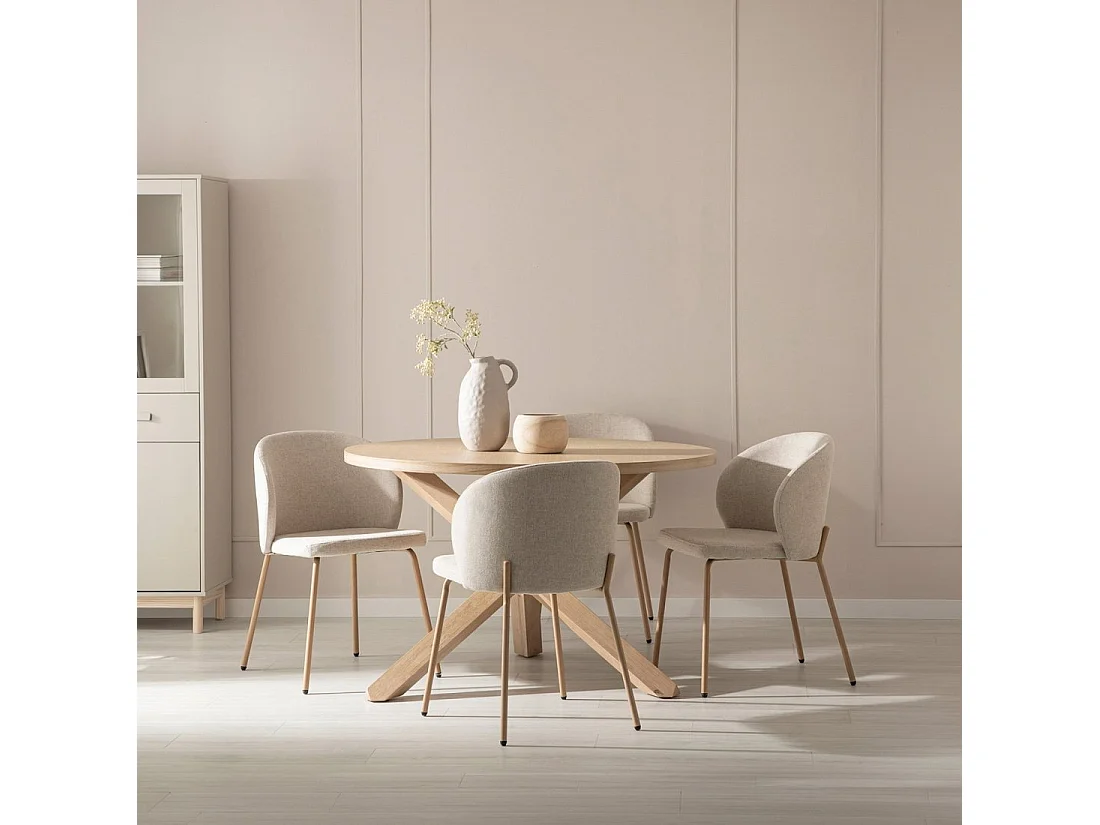 Chaise de salle à manger en tissu beige 49x80 cm-Norah