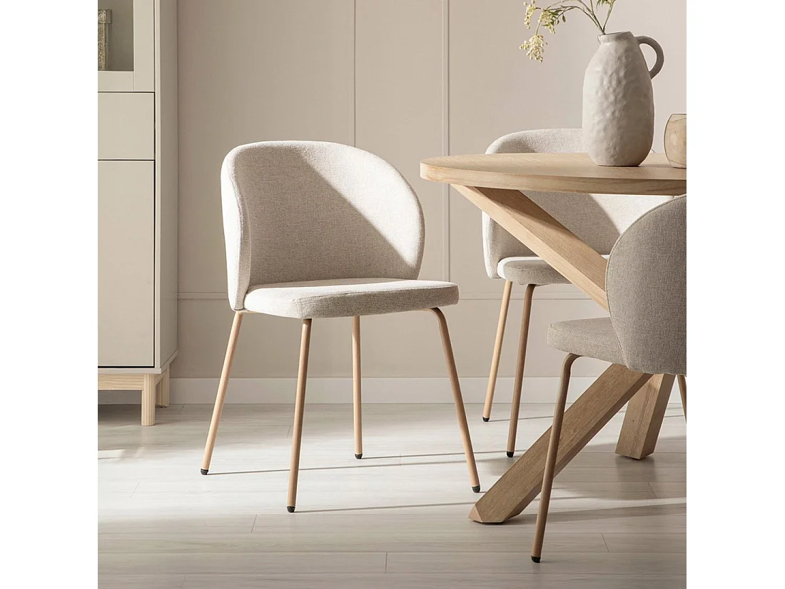 Chaise de salle à manger en tissu beige 49x80 cm-Norah