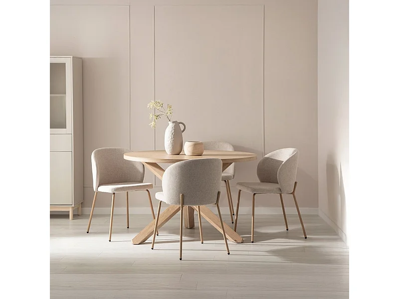 Chaise de salle à manger en tissu beige 49x80 cm-Norah