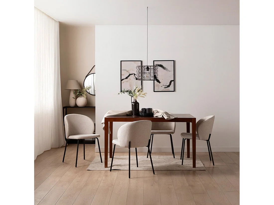 Chaise de salle à manger en tissu beige 49x80 cm-Norah