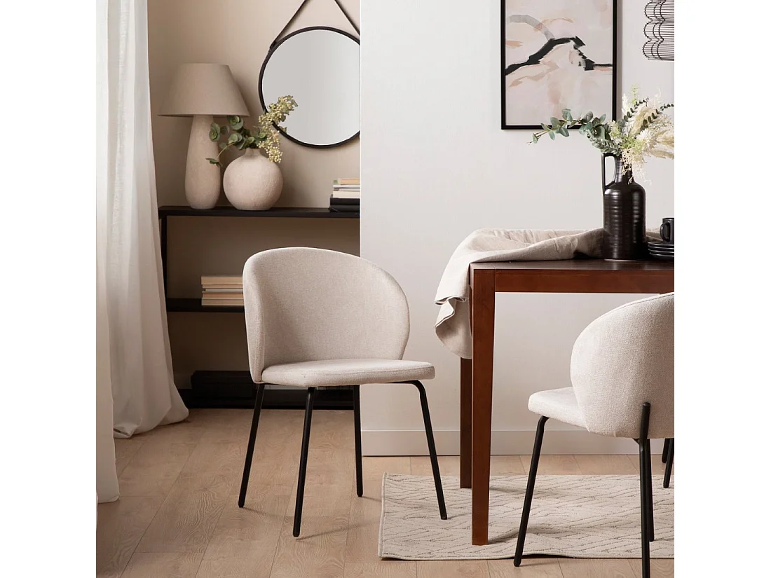 Chaise de salle à manger en tissu beige 49x80 cm-Norah