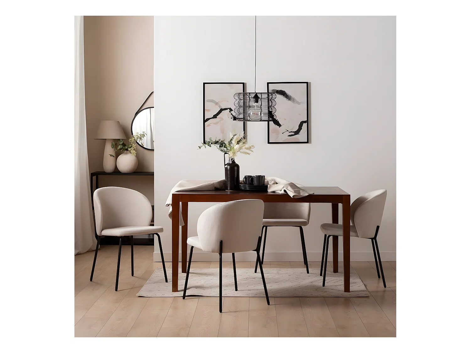 Packs 4 sillas Beige 49 x 80 cm