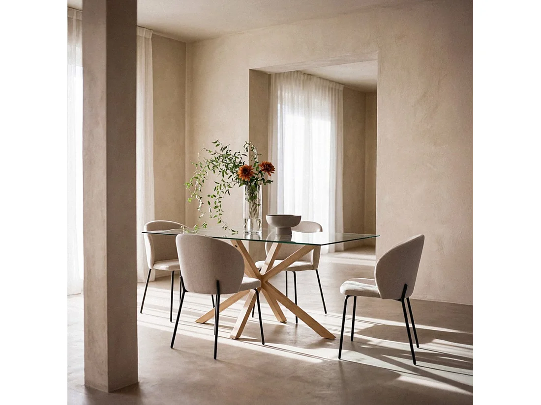 Chaise de salle à manger en tissu beige 49x80 cm-Norah