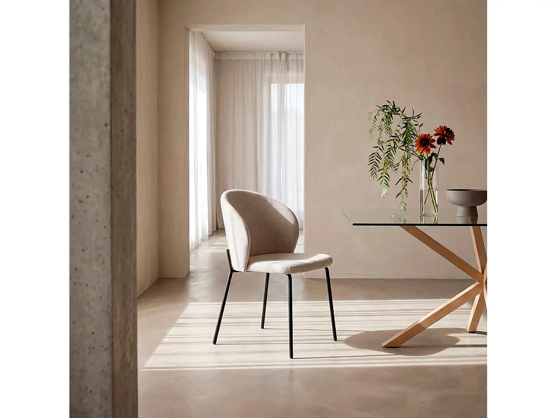 Chaise de salle à manger en tissu beige 49x80 cm-Norah