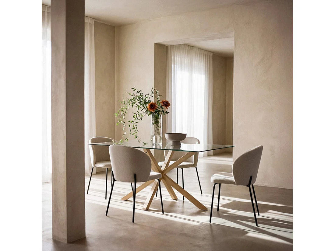 Chaise de salle à manger en tissu beige 49x80 cm-Norah