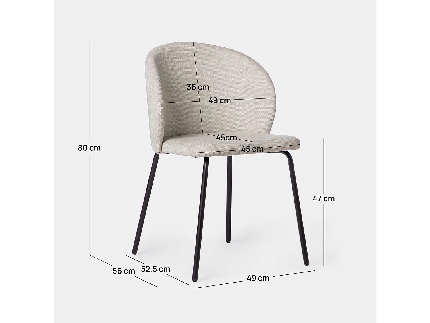 Packs 4 sillas Beige 49 x 80 cm