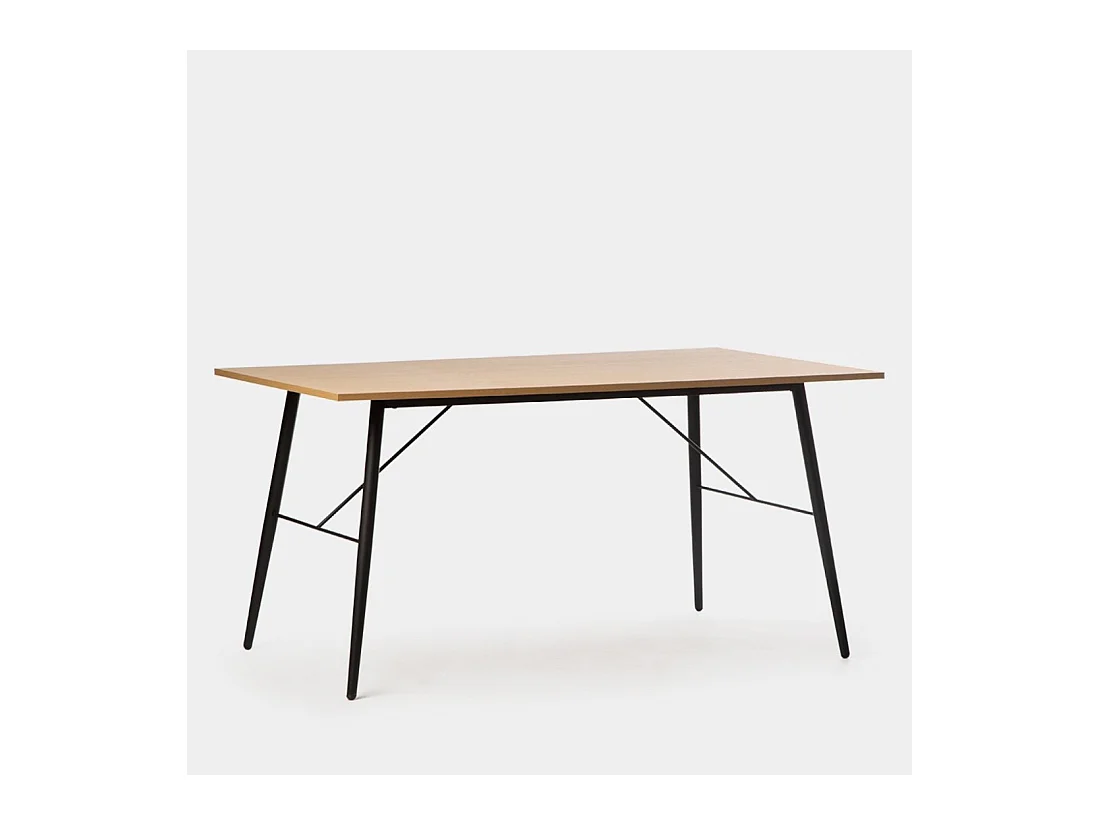 Table fixe en bois naturel 160x76 cm-Clemens