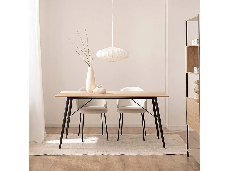 Table fixe en bois naturel 160x76 cm-Clemens