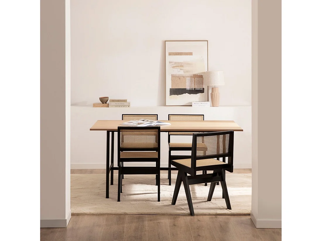 Table fixe en bois naturel 160x75 cm-Beka