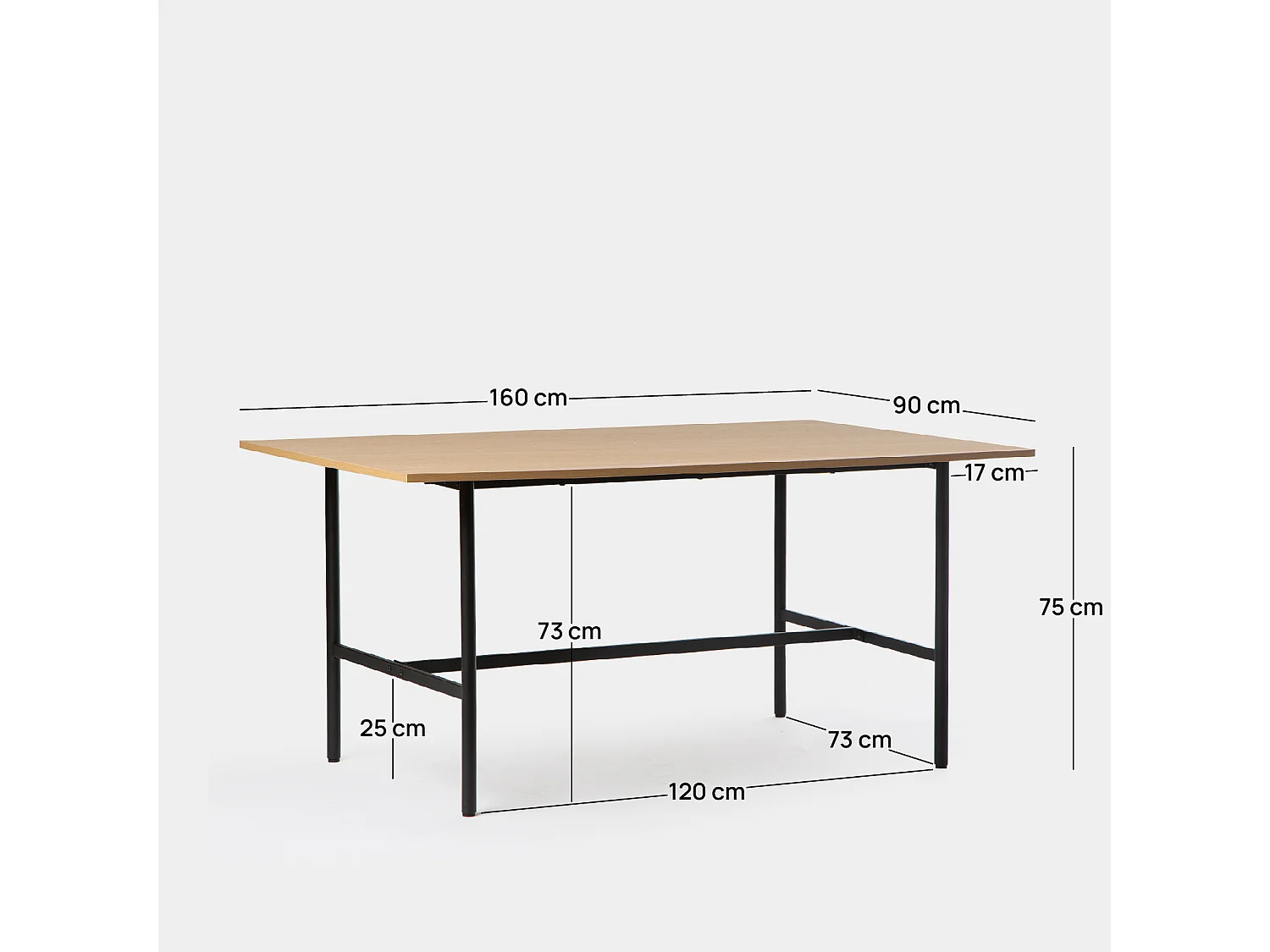 Mesa fija de Madera Natural 75 x 160- Beka