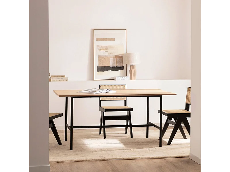 Table fixe en bois naturel 160x75 cm-Beka