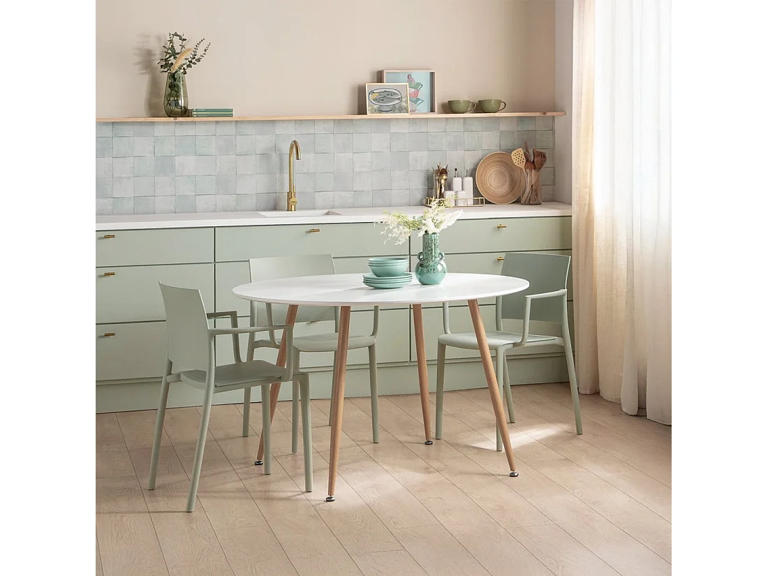 Table fixe en bois blanc 120x75 cm-Lyss