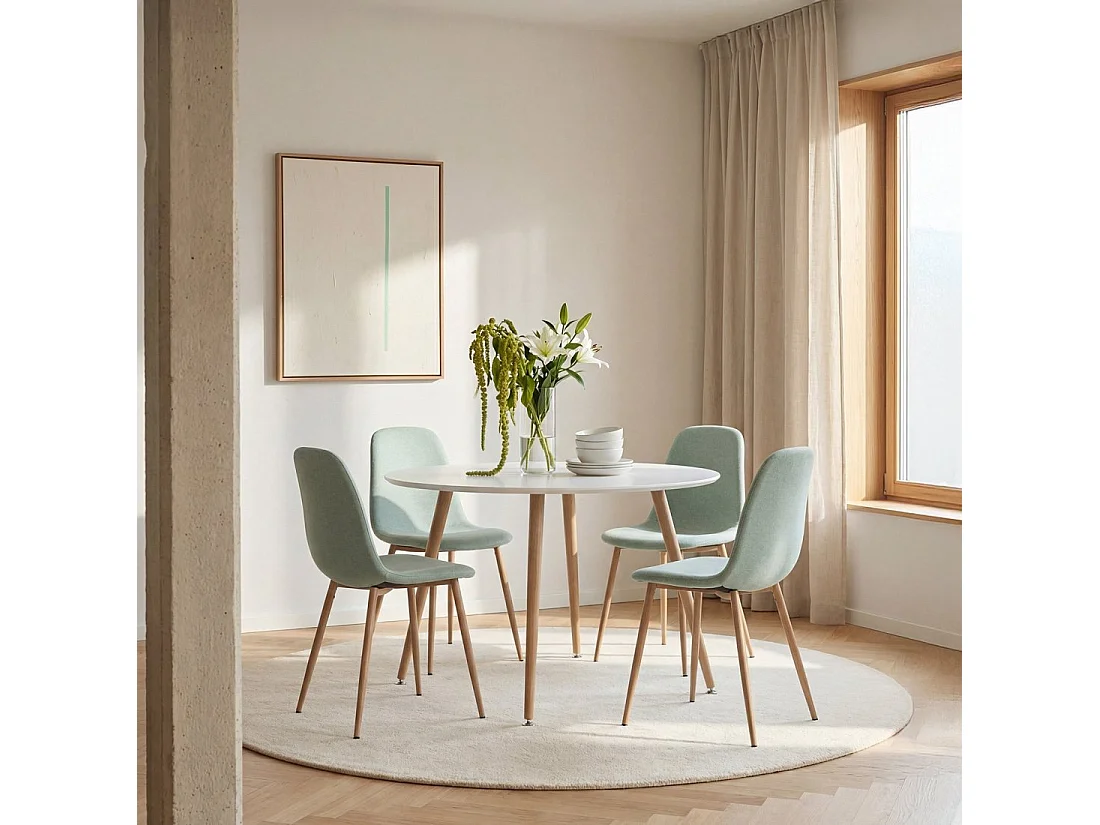 Table fixe en bois blanc 120x75 cm-Lyss