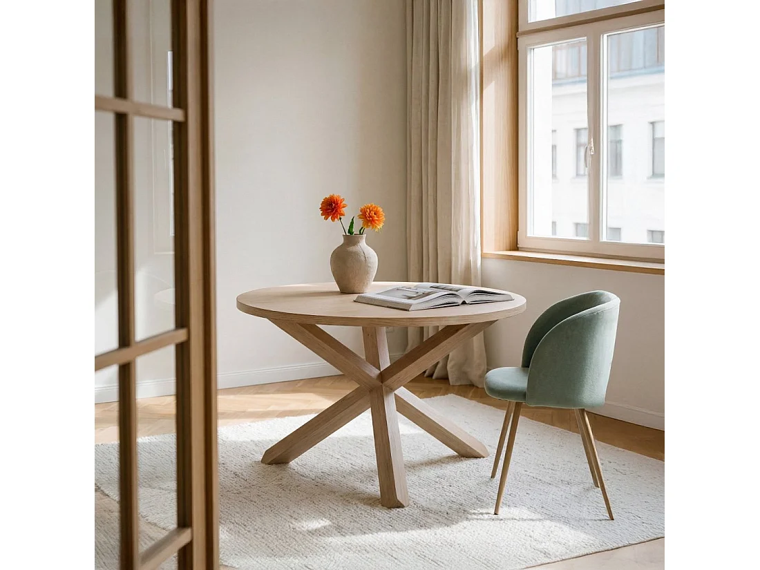 Table fixe en bois naturel 120x76.5 cm-Isak