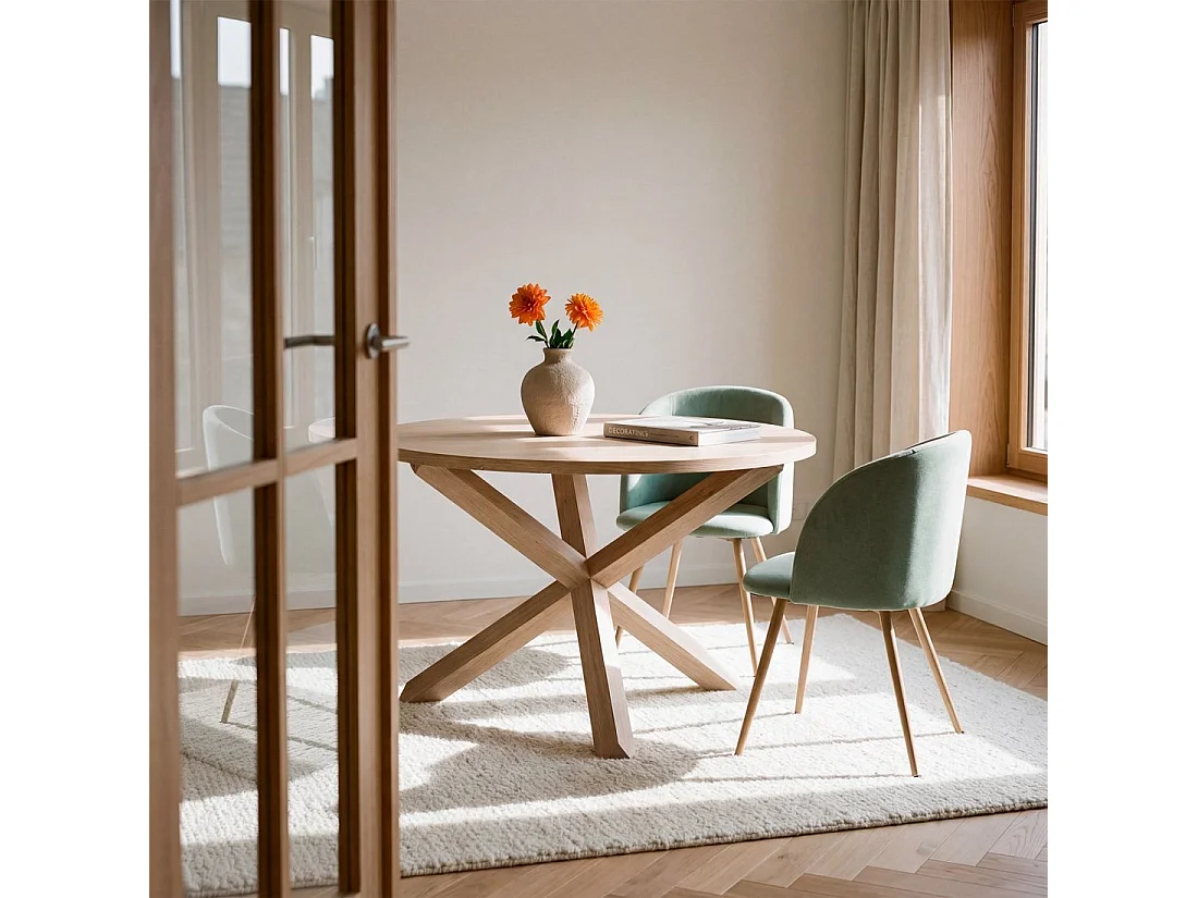Table fixe en bois naturel 120x76.5 cm-Isak