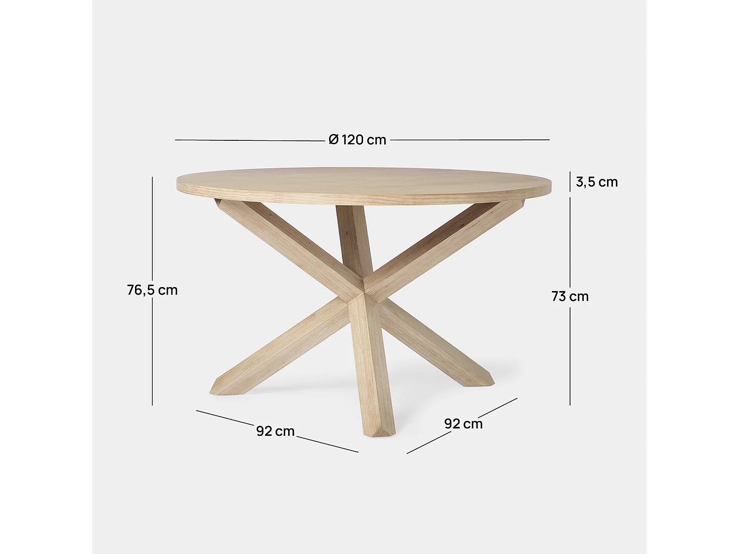 Table fixe en bois naturel 120x76.5 cm-Isak